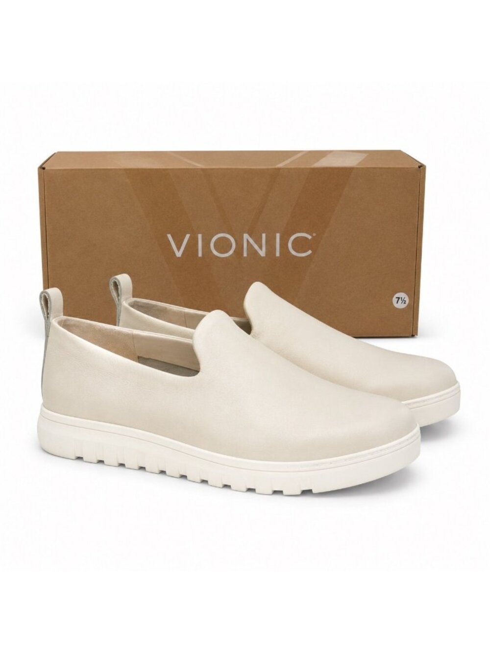 VIONIC Uptown Willa Cream Leather Slip On Sneakers Womens 6.5 M Arch Support - Picture 3 of 12